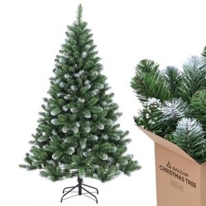 Salcar Sapin de Noël Artificiel, Décoration Parfaite pour Salon, Bureau et Entrée, Neige et Tronc en Métal, 180 cm