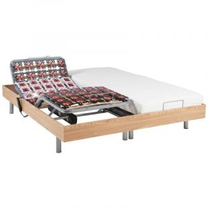 Lit électrique relaxation tout plots matelas latex CASSIOPEE III de DREAMEA - moteurs OKIN - 2 x 90 x 200 cm - chêne