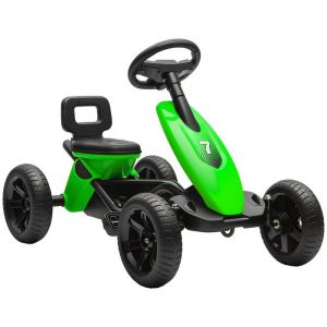 Kart à pédales pour enfants - AIYAPLAY - roues EVA silencieux avancer et reculer - 855 x 49 x 57 cm - plastique et métal - vert
