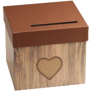 Ruedelafete Urne carton motif bois avec COEUR