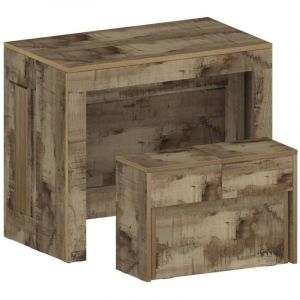 Ensemble table et chaises Dardizzon, Composition polyvalente, Ensemble avec console et 1 banc extensible, 100% Made in Italy, 66x25h45 cm, Érable