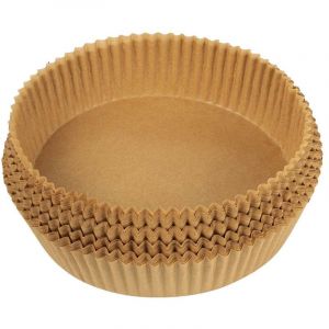 MasterPRO Foodies - Papier de cuisson pour friteuse - Sans BPA - Lot de 100 pi&egrave;ces - Moules ronds en papier pour friteuse de 26cm avec panier de 3-4,5L - Non blanchi