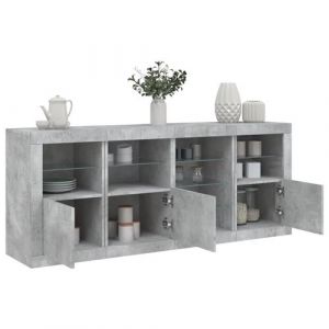 VidaXL Buffet avec lumières LED gris béton 164x37x67 cm, meuble de rangement, meuble de rangement cuisine, meuble de rangement de salon, meuble buffet