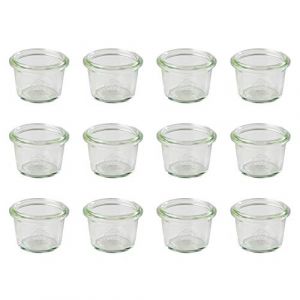 APS 12 pots originaux WECK 35 ml, Ø 5 cm, H : 3,5 cm, forme linteau sans couvercle, pot de conservation, pot décoratif, pot à dessert, pot de stockage, lavable au lave-vaisselle
