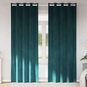 VidaXL Rideaux avec des rideaux 2 pcs Vert fonc&eacute; 140 x 225 cm Velours
