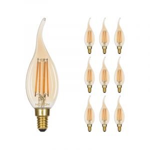 Marca Lot 10x Noxion Lucent LED E14 Bent-tip Bougie Filament Ambre 4.1W
