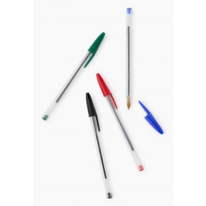 Bic Cristal Original Stylos-Bille Pointe Moyenne (1,0 mm) avec Capuchons et Embouts Assortis - Couleurs Assorties, Pochette Format Spécial de 20