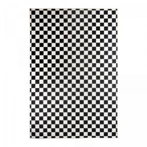 Dezenco Tapis extérieur, kilim reversible motif damier EX1 dalma 120x170 noir et blanc