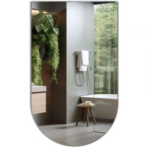 Tulup - Grand miroir ovale-échancré pour salle de bain, monté au mur, pour hall loft, 80 cm