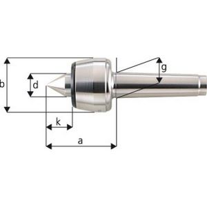 Forum Pointe tournante, Taille : 101, MK 1, a 60,5 mm, b : 36 mm, d : 15 mm, g : 12,065 mm, k : 17,0 mm, Ecart de concentricité maximum : 0,005 mm