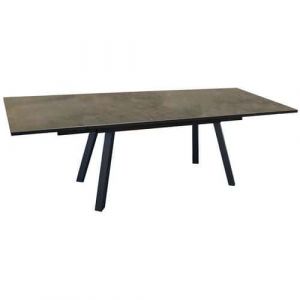 Alize Table de jardin extensible aluminium plateau HPL - Agra - L.180/230/280 x l.100 cm - 8/10 personnes 126 - Couleur Graphite / Wood