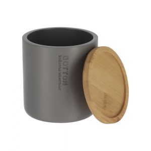 Tendance Boite &agrave; Coton et Cotons-tiges Grise avec couvercle en Bambou Gris