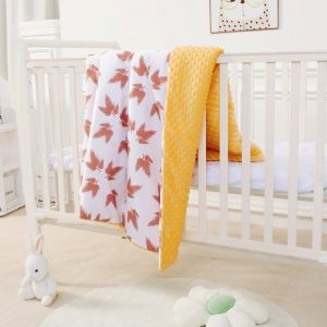 SUPERBE BEBE Couverture Bébé et Enfant Minky Douce en Coton Oeko Tex - 75x100 cm, 10 Coloris - Confort et Qualité - Plaid, Sieste, Maternelle - Cadeau Naissance Fille ou Garçon - Jaune