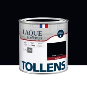 Tollens Peinture Laque - Ultra R&eacute;sistante aux lessivages Multisupport boiseries, murs, meubles - Brillant - Noir - 0,5L = 7m2