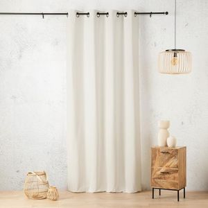 LINDER Rideau Toile Effet Lin tiss&eacute; - Tiss&eacute; et Teint en France - Coloris Blanc Cass&eacute; - Dimensions 135x260cm - 60% Polyester 40% Coton - Collection Toile Aspect Lin
