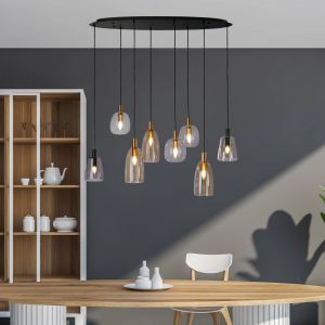 Searchlight Divine Luminaire suspendu à 8 ampoules multicolores, noir, verre coloré