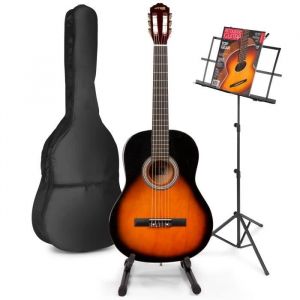 Image de Max SoloArt guitare acoustique classique avec musique et support de guitare - Sunburst, id&eacute;al pour d&eacute;buter la guitare