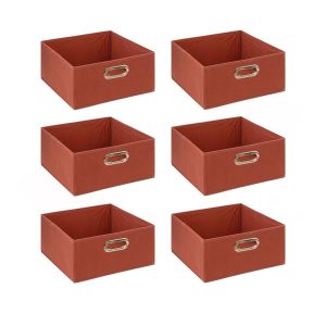 Lot de 6 boîtes de rangement en tissu MIX 'N MODUL - L.31 x l.31 x H.15 cm - Terre de sienne