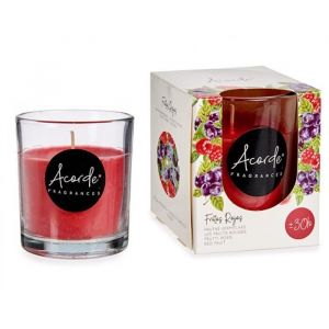 Bougie parfumée dans un bocal en verre d'une durée de combustion d'environ 30 h - Vanille, bambou, lavande, cannelle, fraise, thé vert, fruits rouges - Parfum marin (fruits rouges)