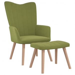 VidaXL Chaise de relaxation avec repose-pied Vert clair Velours