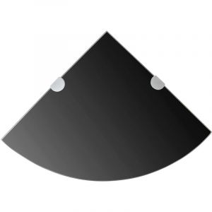 VidaXL &Eacute;tag&egrave;re de coin avec supports chrom&eacute;s Verre Noir 25 x 25 cm