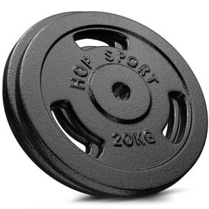 Hop-Sport Disques de poids en fonte 40kg Ensemble de disques avec alésage 30/31 mm 2x20 kg