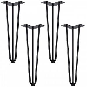 Synercia - Pieds en épingle pour table et console - en acier massif - finition noir - hauteur 406 mm