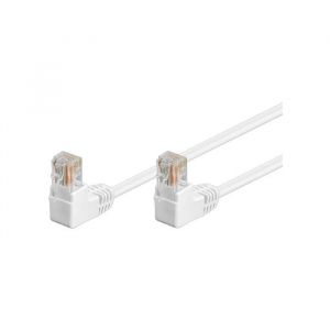 Goobay C&acirc;ble patch CAT 5e 2x coud&eacute; &agrave; 90&deg;, U/UTP, blanc 3 m