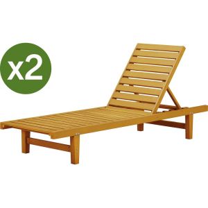 Habitat et Jardin Lot de 2 bains de soleil en bois -Rawai- Marron clair