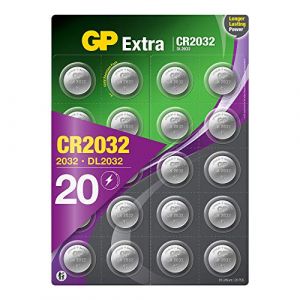 GP Piles CR2032 - Lot de 20 Extra - Bouton Lithium CR 2032 3V- Haute Performance