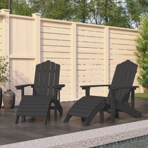 Image de VidaXL Chaises Adirondack 2 pcs avec repose-pieds PEHD Anthracite