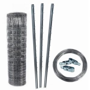 100 clôture de protection contre la faune sauvage, clôture forestière, grillage noué, clôture de pâturage, 150/19/15 + poteaux + fil de tension