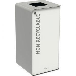 Image de Rossignol Borne de tri pour apport volontaire 40l avec serrure tri déchets non recyclable - Gris clair - CUBATRI -