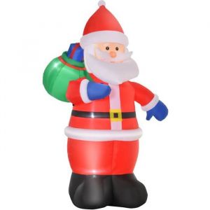 Homcom Père Noël gonflable LED 2,4H m avec hotte polyester imperméable rouge