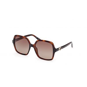 Guess Femme GU00190 52H Lunettes de soleil Métal Havana Marrone Carré Polarisé Sfumato