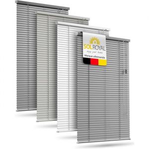 Sol Royal Store V&eacute;nitien sans Percage Aluminium 50x130 cm &ndash; Lamelles 25 mm &ndash; Store &agrave; Lamelles sans Percer &ndash; Argent Mat &ndash; JA2