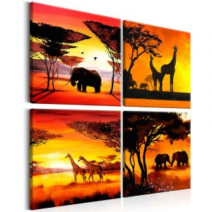 Image de Artgeist Tableau Imprimé "African Animals 4 Panneaux" 60x60cm