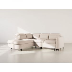 Opaline - canap&eacute; d'angle gauche 5 places convertible avec t&ecirc;ti&egrave;res et coffre en tissu textur&eacute;