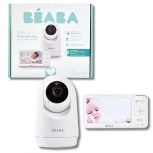 Beaba Babyphone Camera Zen Plus 2 – Caméra Rotative 360°, Écran 5 Pouces HD, Vision Nocturne, Talkie-Walkie, Thermomètre, 8 Berceuses, Portée 300m, Autonomie 20h, 4 Caméras Connectables, Blanc