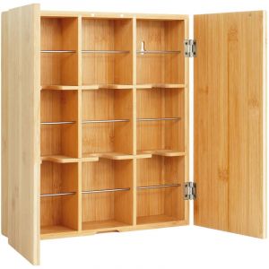 Relaxdays Bo&icirc;te &agrave; th&eacute;, 9 Compartiments, Bambou, 31 x 26,5 x 7 cm, Rangement sachets de th&eacute;, dosettes de caf&eacute;, Mural.