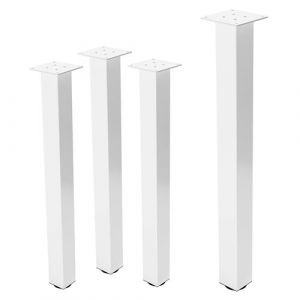 ML-Design Lot de 4 Pieds de Table I-Design 90 cm, Blanc Brillant, en Acier Laqu&eacute; Epoxy,