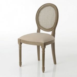 Amadeus Chaise taupe en acajou médaillon Marron