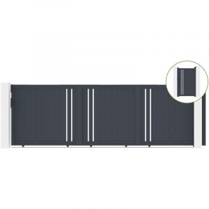 Casanoov - Portail coulissant 5m giona H.160cm alu + portillon giona H160 gris
