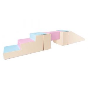 Passerelle 5 blocs rose bleu jaune pastel