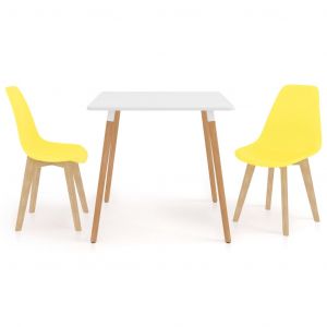 Image de VidaXL Ensemble de salle à manger 3 pcs Jaune