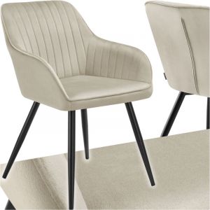 TecTake Chaise de salle à manger En velours matelassé et capitonné dossier continu