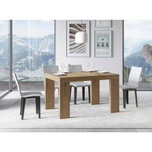 Table rectangulaire extensible 4 à 10 personnes L 130 à 234 cm bois clair Ribo 2 pieds