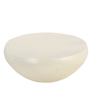 DRAWER Table basse ronde finition béton ø90cm - Blanc - Mineral
