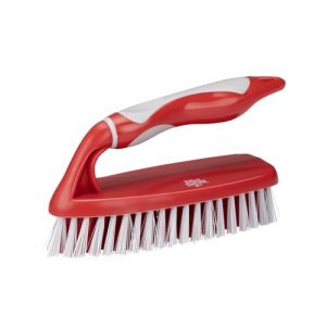 Dirt devil Ensemble de Nettoyage 6 Pi&egrave;ces - Brosse &agrave; Vaisselle/Brosse &agrave; Main/Balai Doux avec Manche/Pelle &agrave; Poussi&egrave;re et Brosse - Rouge/Gris