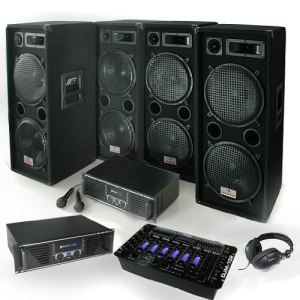 Image de Electronic-Star Set DJ PA "Bass First Pro" : 2x Amp + 4x Enceintes Mixer 4000W